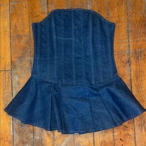 DL1961 Blue Corset Peplum Denim Top Bustier Small